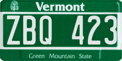 VT license plate ZBQ423