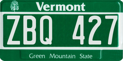 VT license plate ZBQ427