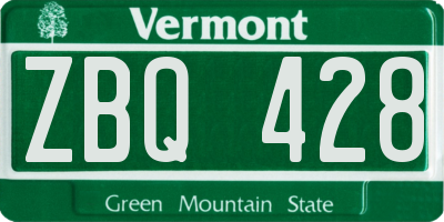 VT license plate ZBQ428