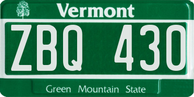 VT license plate ZBQ430