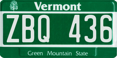 VT license plate ZBQ436
