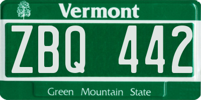 VT license plate ZBQ442