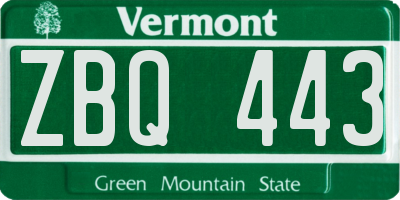 VT license plate ZBQ443