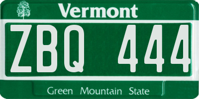 VT license plate ZBQ444