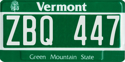 VT license plate ZBQ447