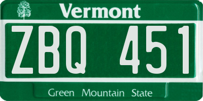 VT license plate ZBQ451