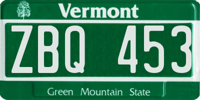 VT license plate ZBQ453