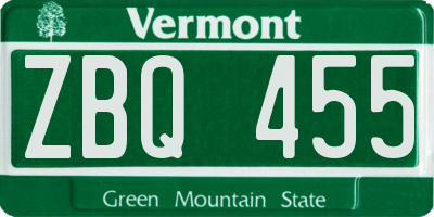VT license plate ZBQ455