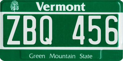 VT license plate ZBQ456