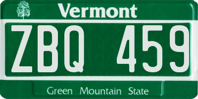 VT license plate ZBQ459