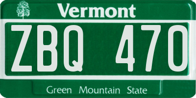 VT license plate ZBQ470