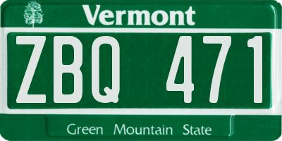 VT license plate ZBQ471