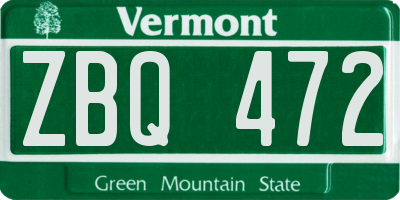 VT license plate ZBQ472