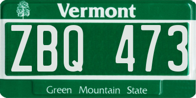 VT license plate ZBQ473
