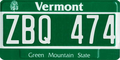 VT license plate ZBQ474