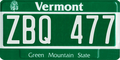 VT license plate ZBQ477