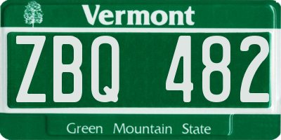 VT license plate ZBQ482
