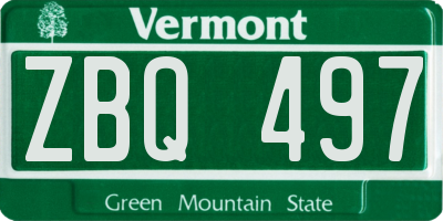VT license plate ZBQ497