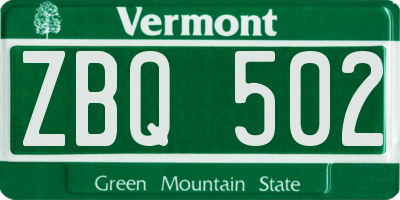 VT license plate ZBQ502