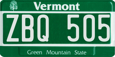 VT license plate ZBQ505