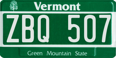 VT license plate ZBQ507