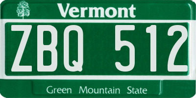 VT license plate ZBQ512