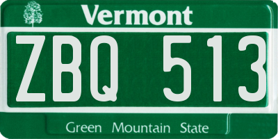 VT license plate ZBQ513