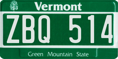 VT license plate ZBQ514