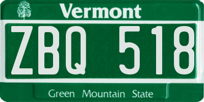 VT license plate ZBQ518