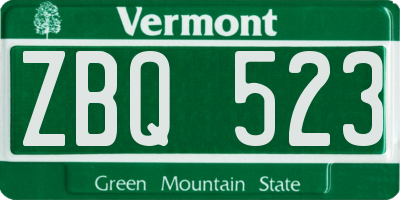 VT license plate ZBQ523