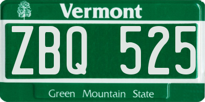VT license plate ZBQ525
