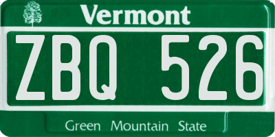 VT license plate ZBQ526