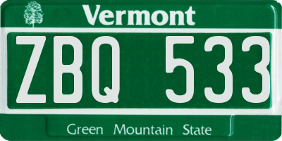 VT license plate ZBQ533