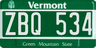 VT license plate ZBQ534