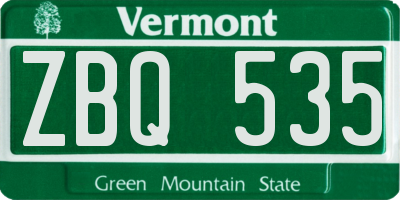 VT license plate ZBQ535