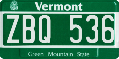 VT license plate ZBQ536