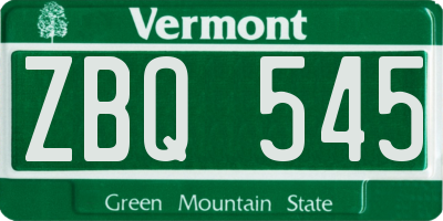 VT license plate ZBQ545