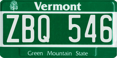VT license plate ZBQ546