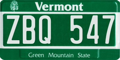VT license plate ZBQ547