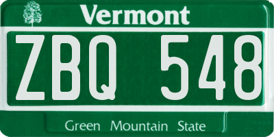 VT license plate ZBQ548