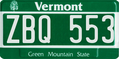 VT license plate ZBQ553