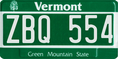 VT license plate ZBQ554