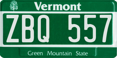 VT license plate ZBQ557