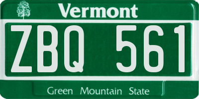 VT license plate ZBQ561