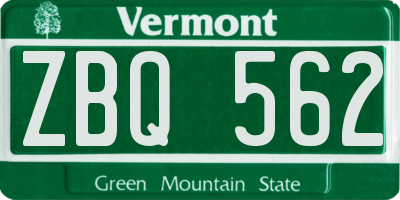 VT license plate ZBQ562