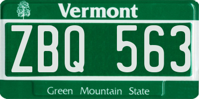 VT license plate ZBQ563