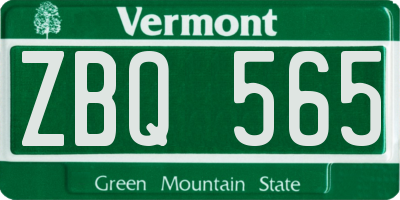 VT license plate ZBQ565