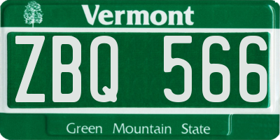 VT license plate ZBQ566