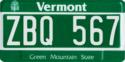 VT license plate ZBQ567