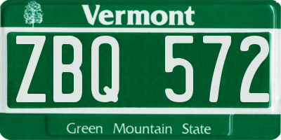 VT license plate ZBQ572